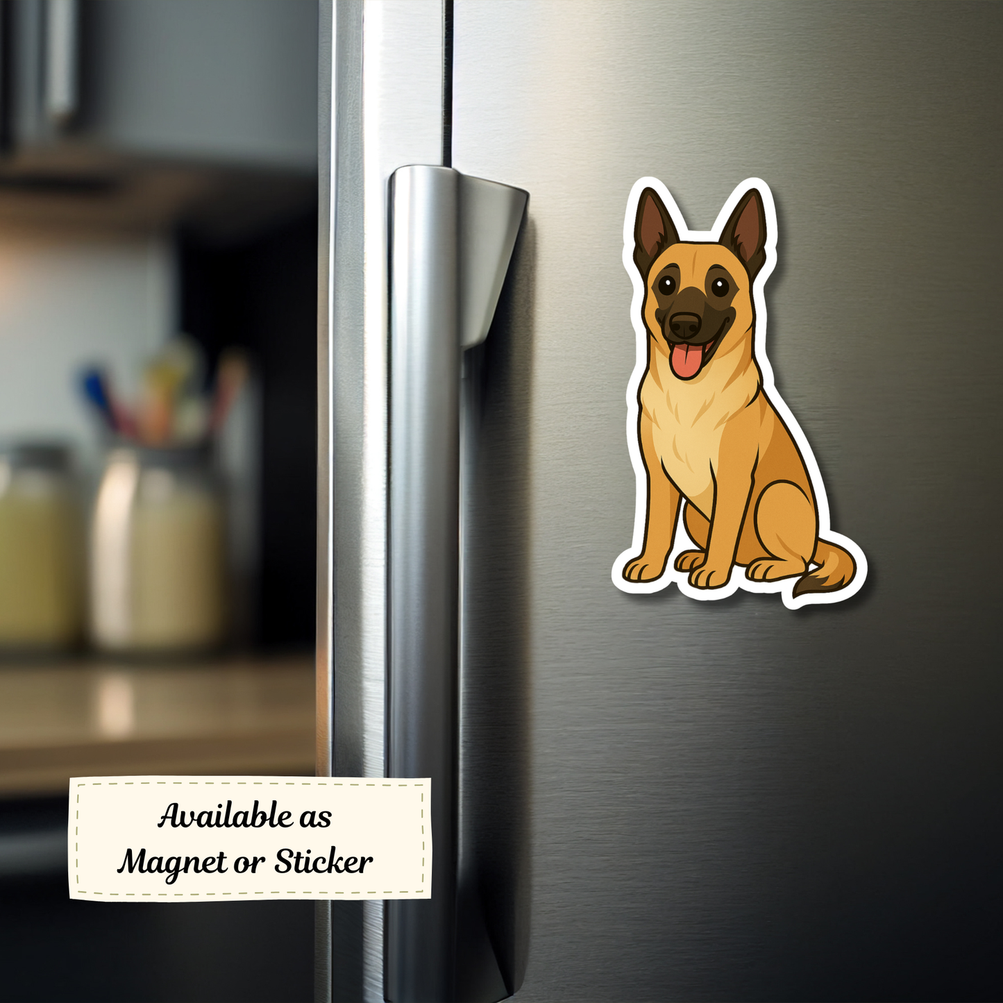 Custom Belgian Malinois Dog Sticker - Fawn and Black Mask | Personalized with Name