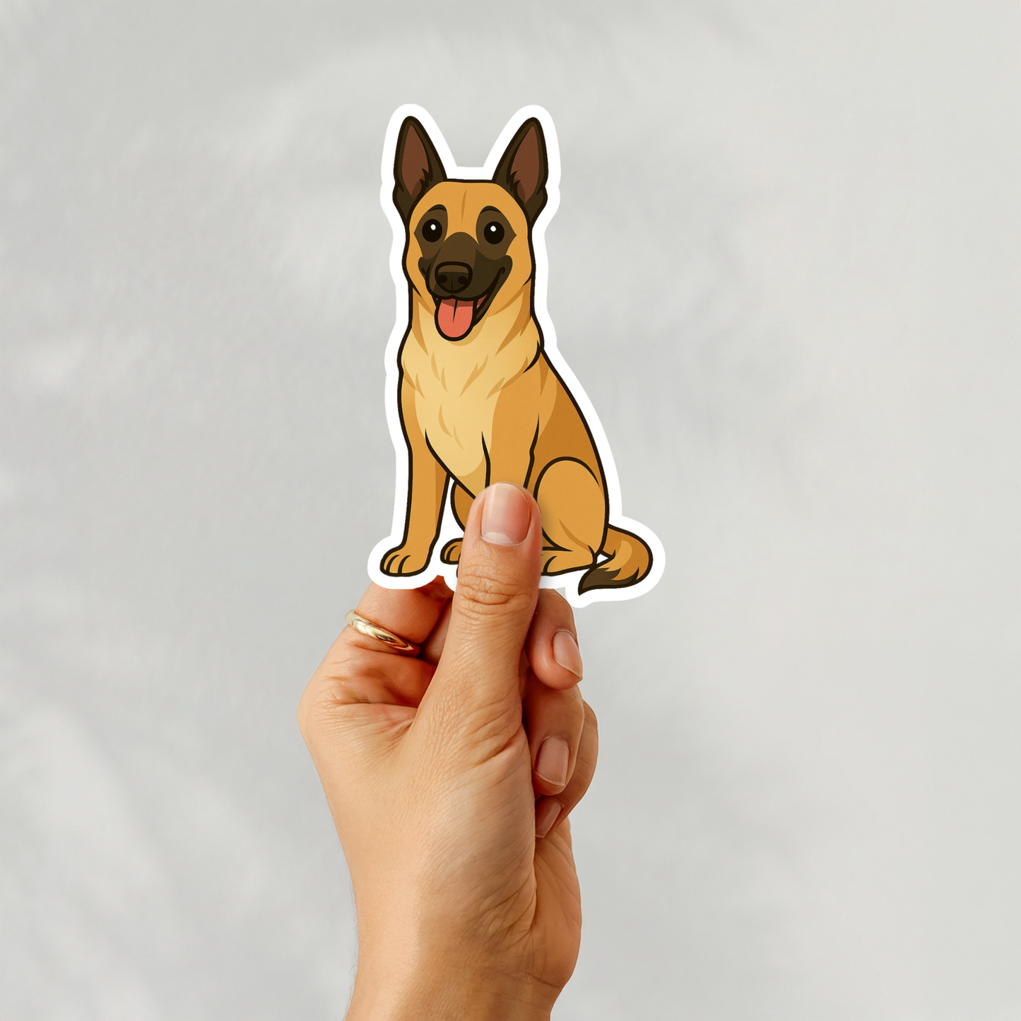 Custom Belgian Malinois Dog Sticker - Fawn and Black Mask | Personalized with Name