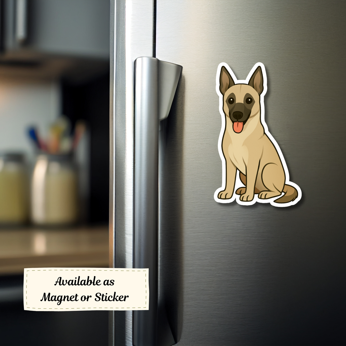 Custom Belgian Malinois Dog Sticker - Gray Fawn | Personalized with Name