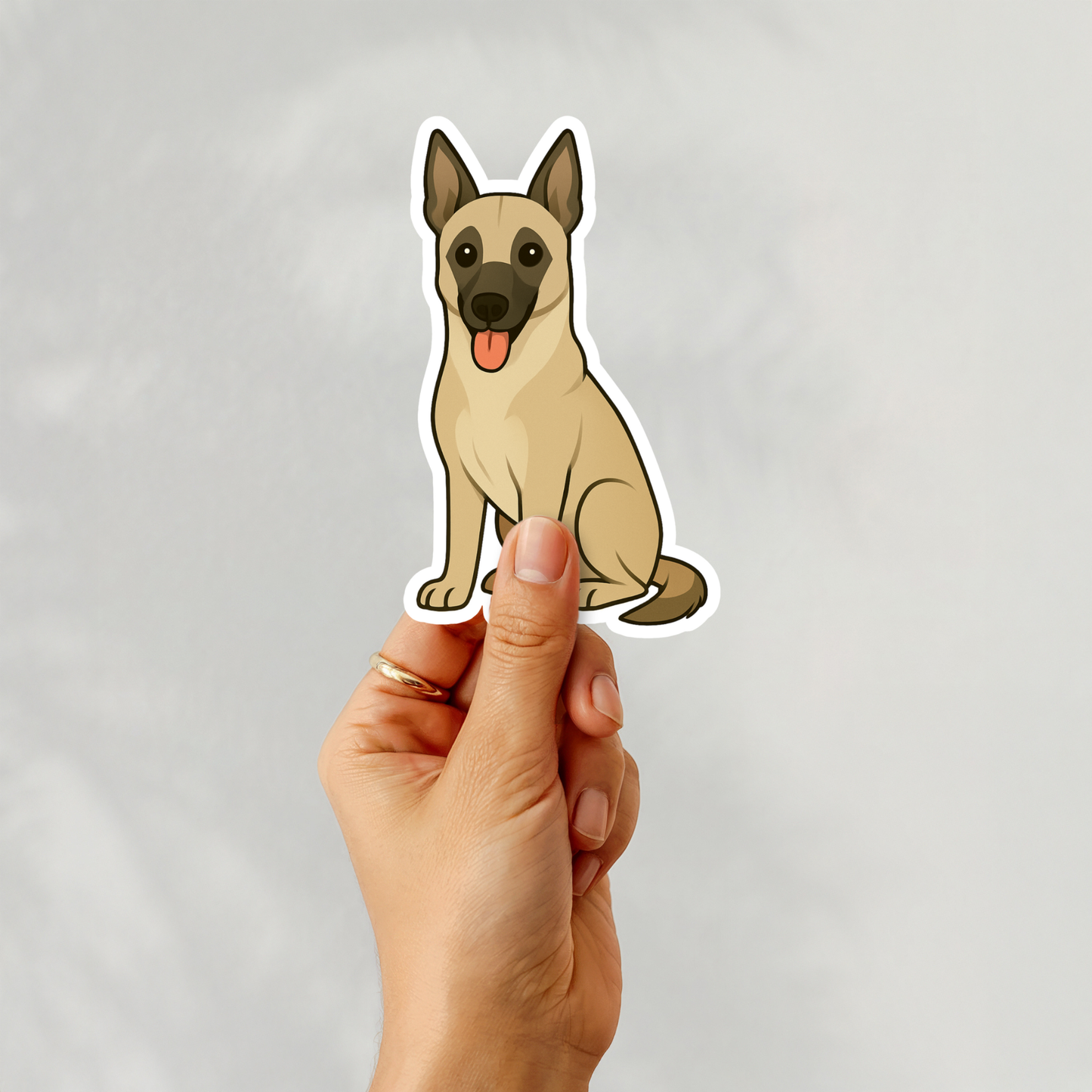 Custom Belgian Malinois Dog Sticker - Gray Fawn | Personalized with Name