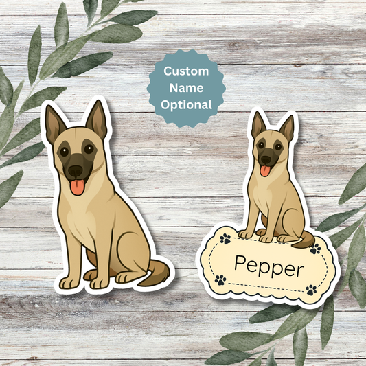 Custom Belgian Malinois Dog Sticker - Gray Fawn | Personalized with Name