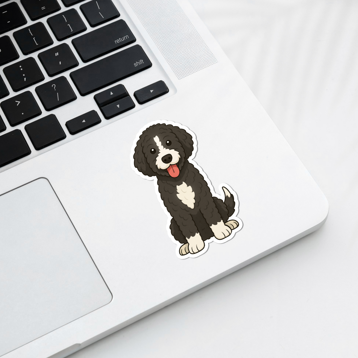 Aimant personnalisé Bernedoodle - Noir et blanc | Personnalisable avec le nom de l'animal