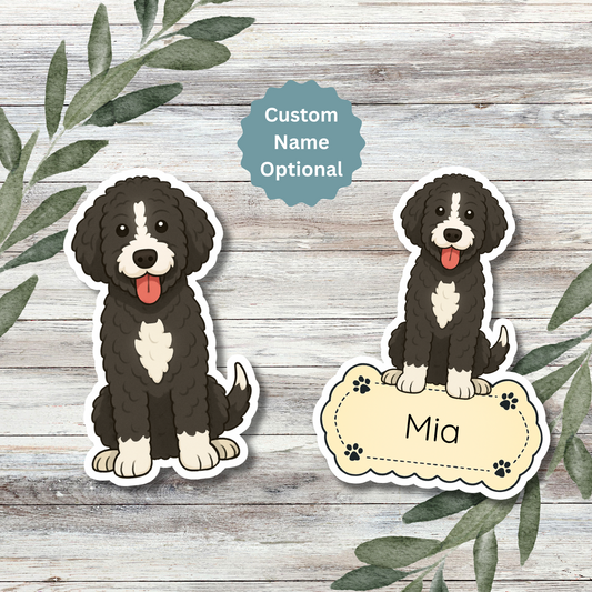Custom Bernedoodle Dog Sticker - Black and White | Personalized with Name