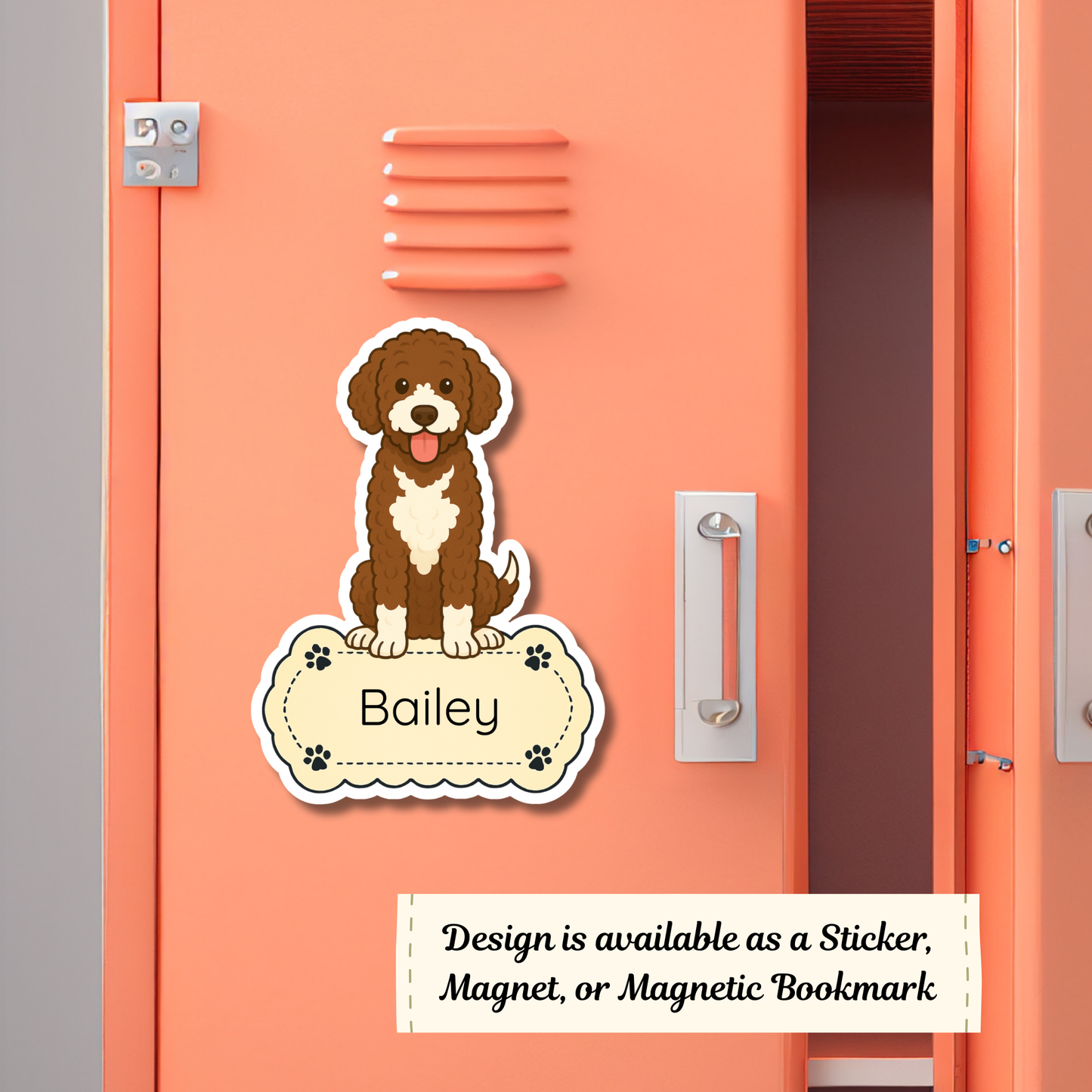 Autocollant personnalisé Bernedoodle - Marron et blanc | Personnalisable avec votre nom