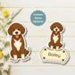Aimant personnalisé Bernedoodle – Marron et blanc | Personnalisable avec le nom de l'animal
