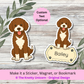 Autocollant personnalisé Bernedoodle - Marron et blanc | Personnalisable avec votre nom