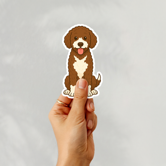 Custom Bernedoodle Dog Sticker - Brown and White | Personalized with Name