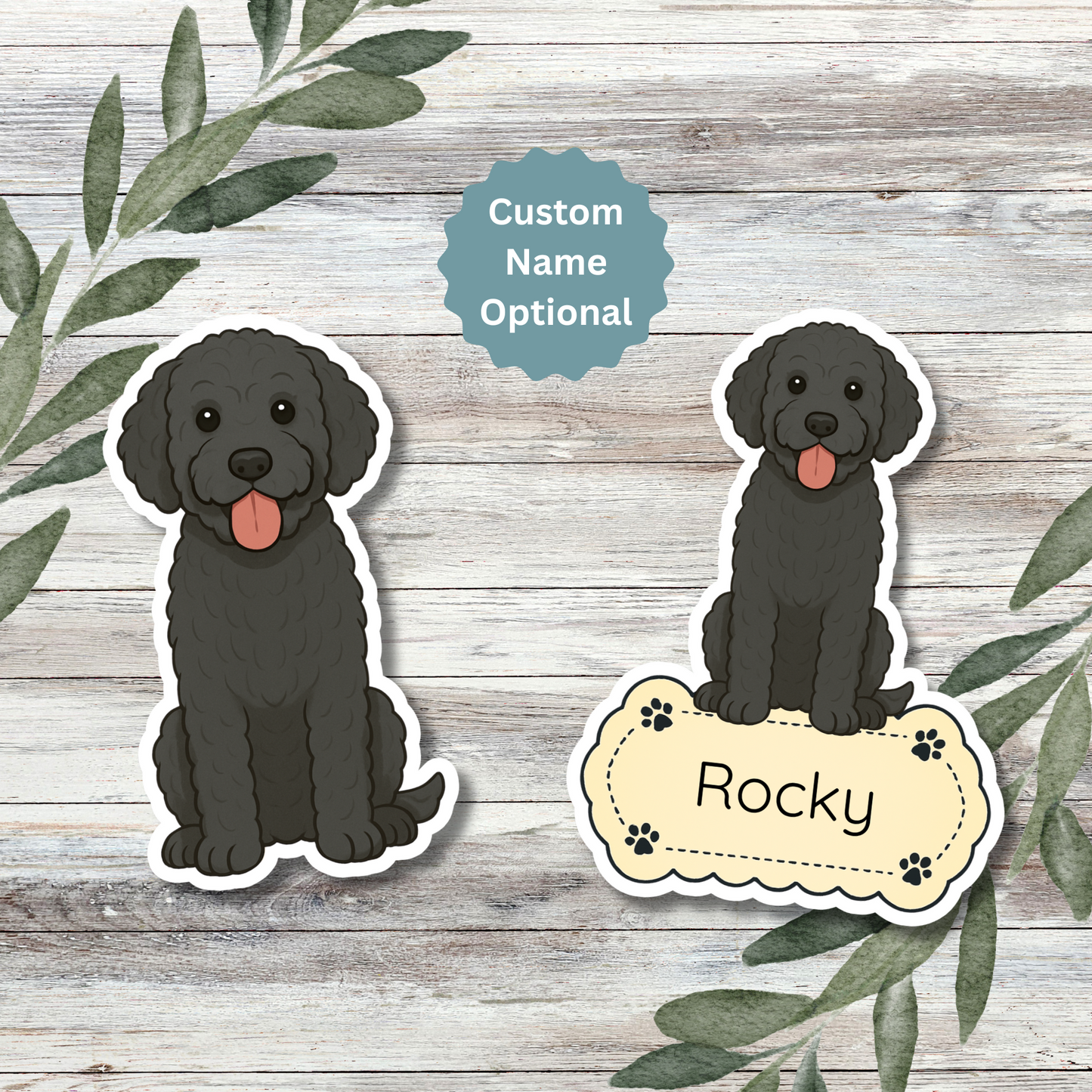 Custom Bernedoodle Dog Sticker - Black | Personalized with Name