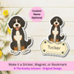 Custom Bernedoodle Dog Magnet / Bookmark - Tri-color