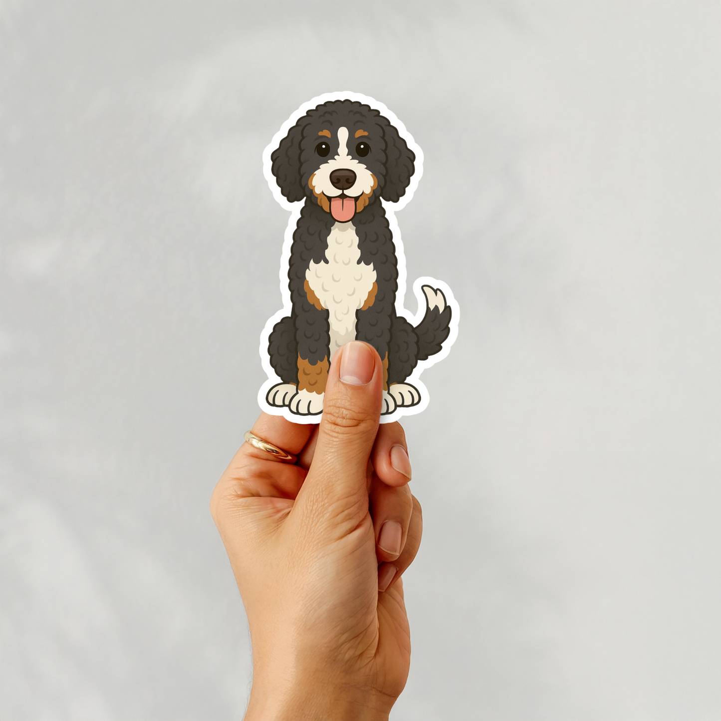 Custom Bernedoodle Dog Sticker - Tri-color | Personalized with Name