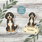 Custom Bernedoodle Dog Sticker - Tri-color | Personalized with Name