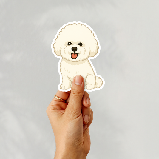 Custom Bichon Frise Dog Sticker - Long Haired White | Personalized with Name