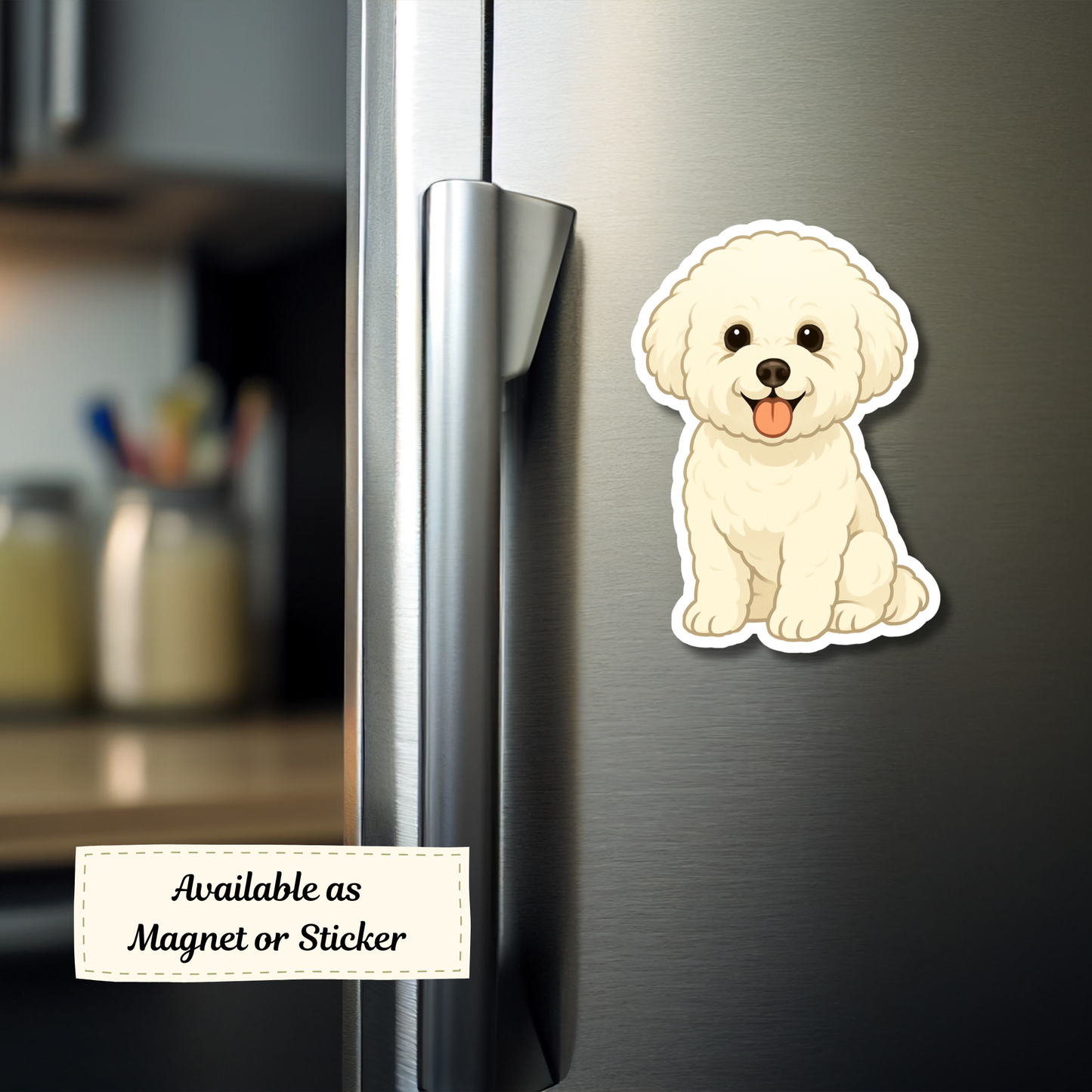 Custom Bichon Frise Dog Sticker - White | Personalized with Name