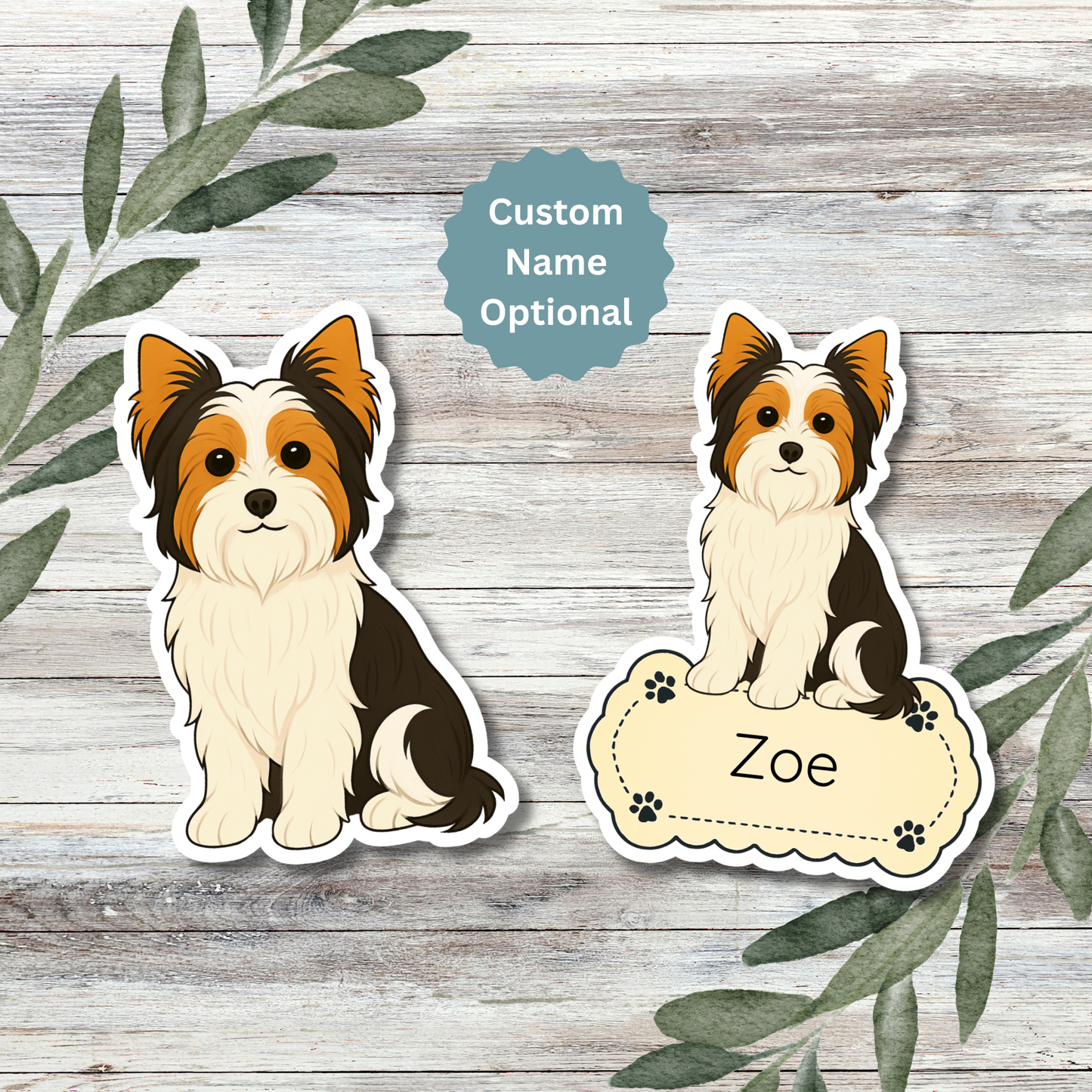 Custom Biewer Terrier Dog Sticker - Tri-Color | Personalized with Name