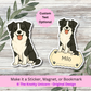 Autocollant Border Collie personnalisé – Noir et blanc | Personnalisable avec votre nom