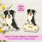 Custom Border Collie Dog Magnet / Bookmark - Black and White
