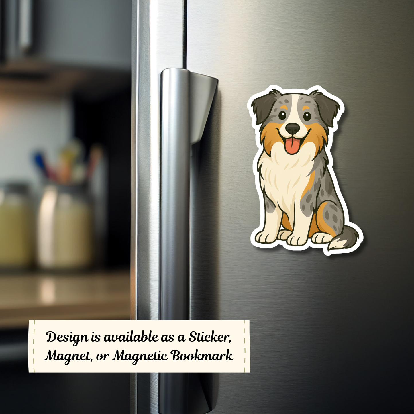 Custom Border Collie Dog Magnet / Bookmark - Blue Merle