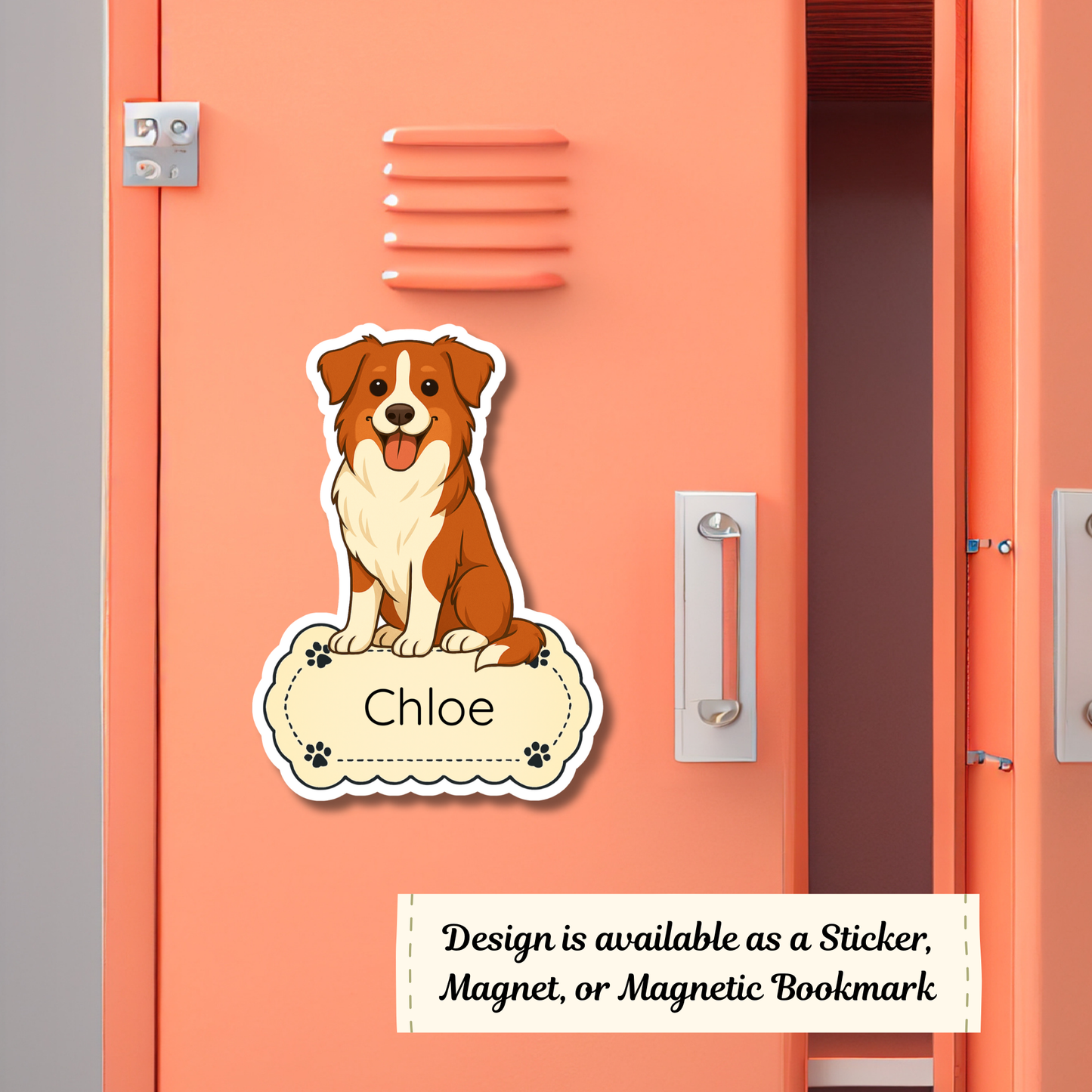 Custom Border Collie Dog Magnet / Bookmark - Red and White