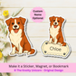 Custom Border Collie Dog Magnet / Bookmark - Red and White