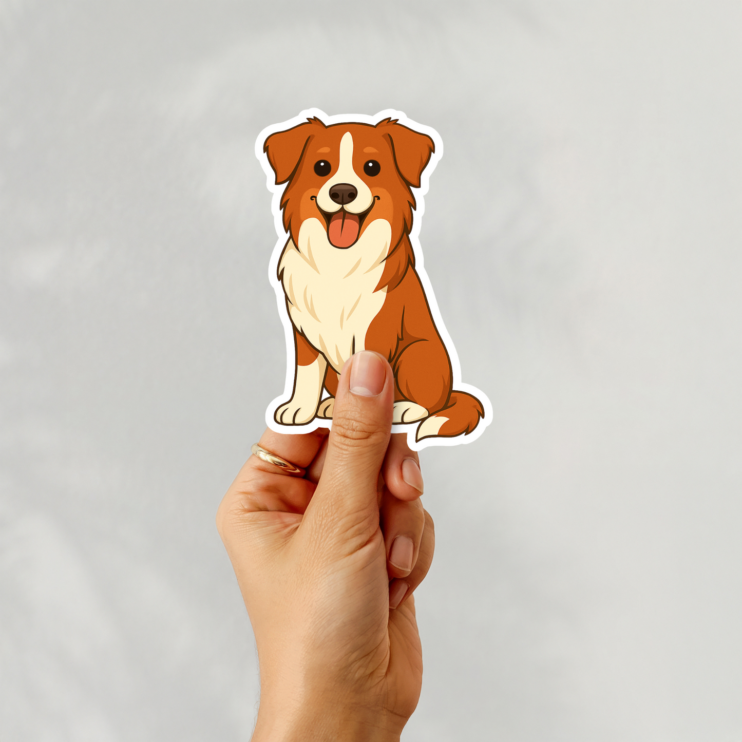 Aimant personnalisé pour chien Border Collie – Rouge et blanc | Personnalisable avec le nom de l'animal