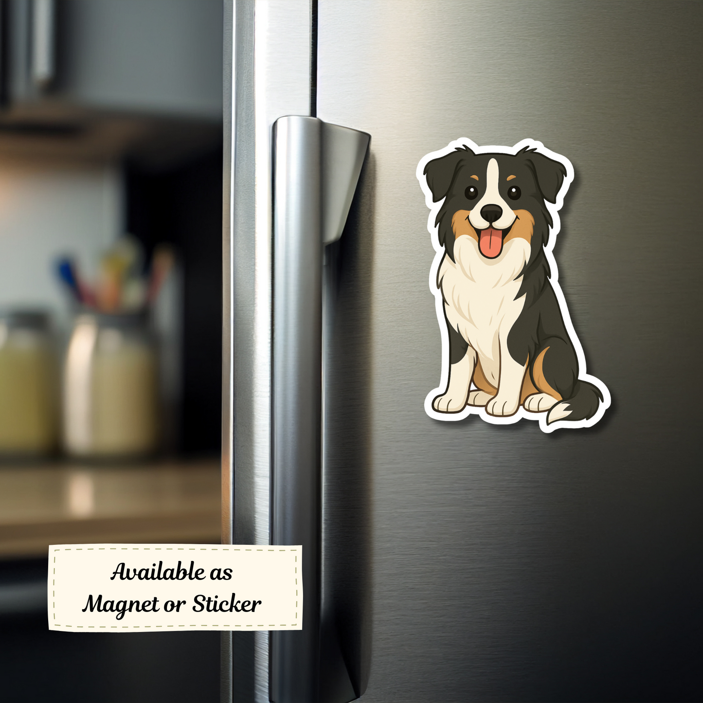 Custom Border Collie Dog Sticker - Tri-color | Personalized with Name