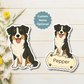 Aimant personnalisé pour chien Border Collie – Tricolore | Personnalisable avec le nom de l'animal
