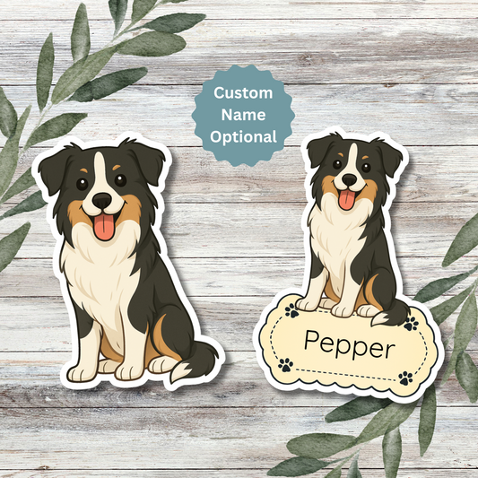 Custom Border Collie Dog Sticker - Tri-color | Personalized with Name