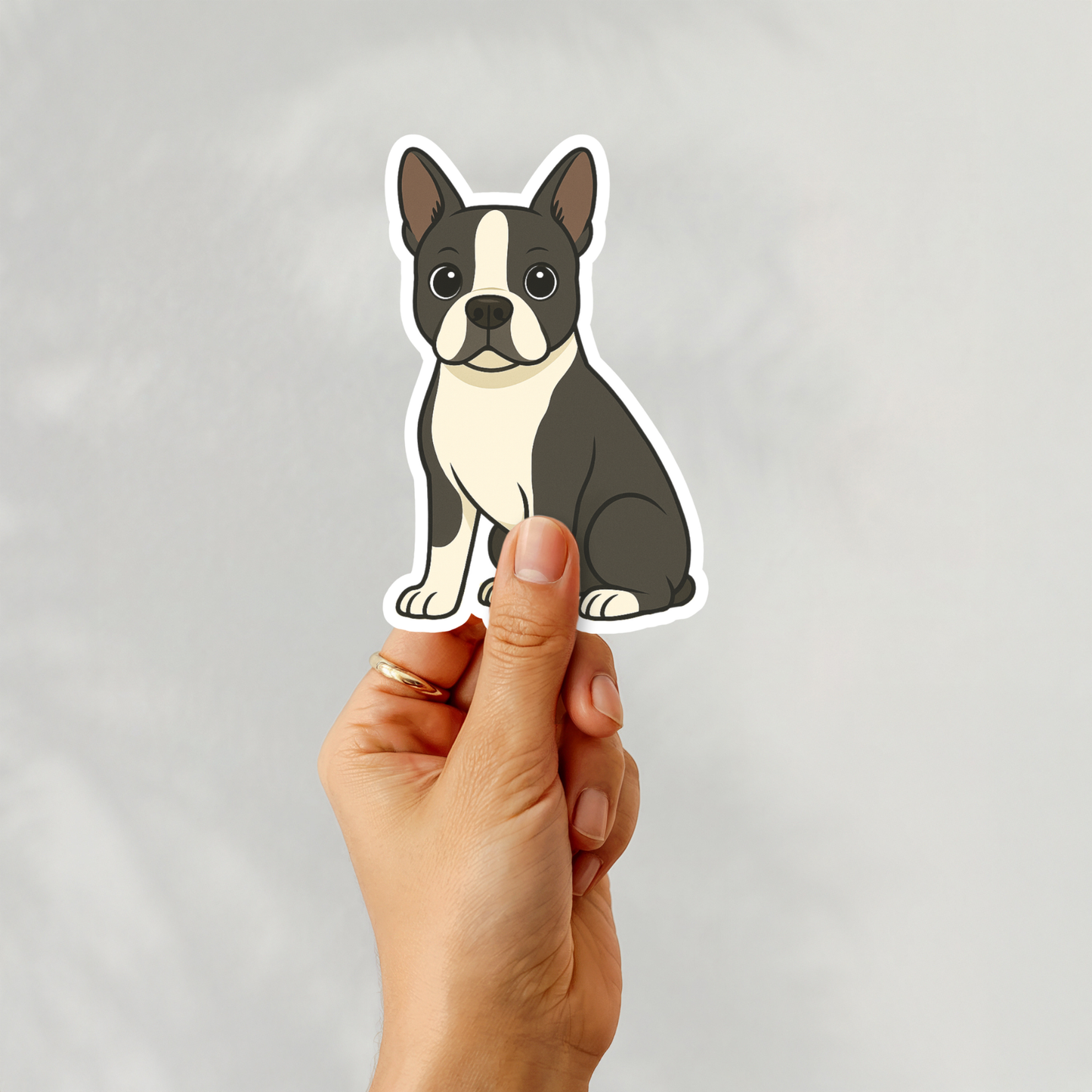 Custom Boston Terrier Dog Sticker - Black and White | Personalized with Name