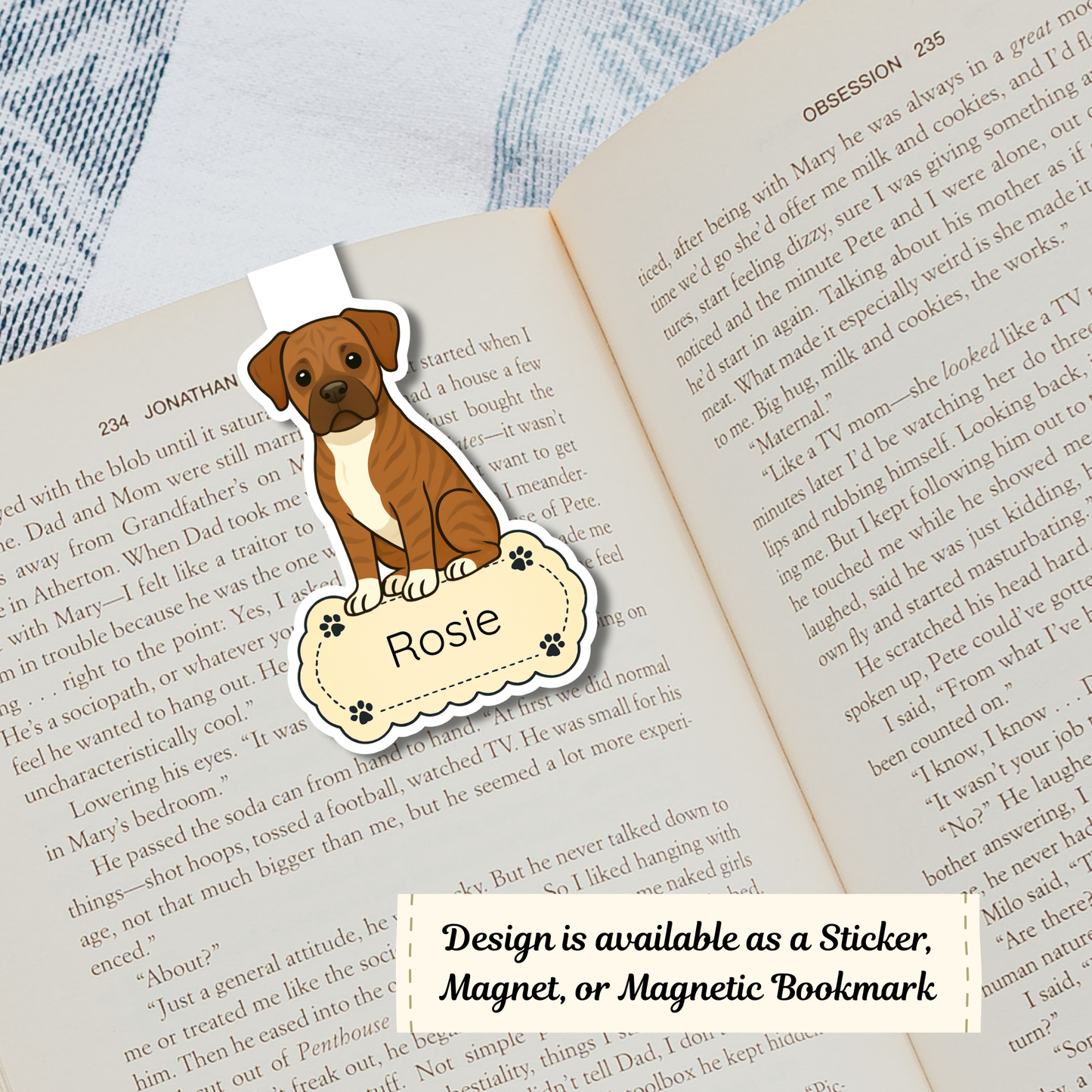 Custom Boxer Dog Magnet / Bookmark - Brindle