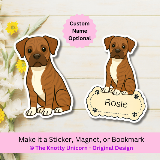Custom Boxer Dog Magnet / Bookmark - Brindle
