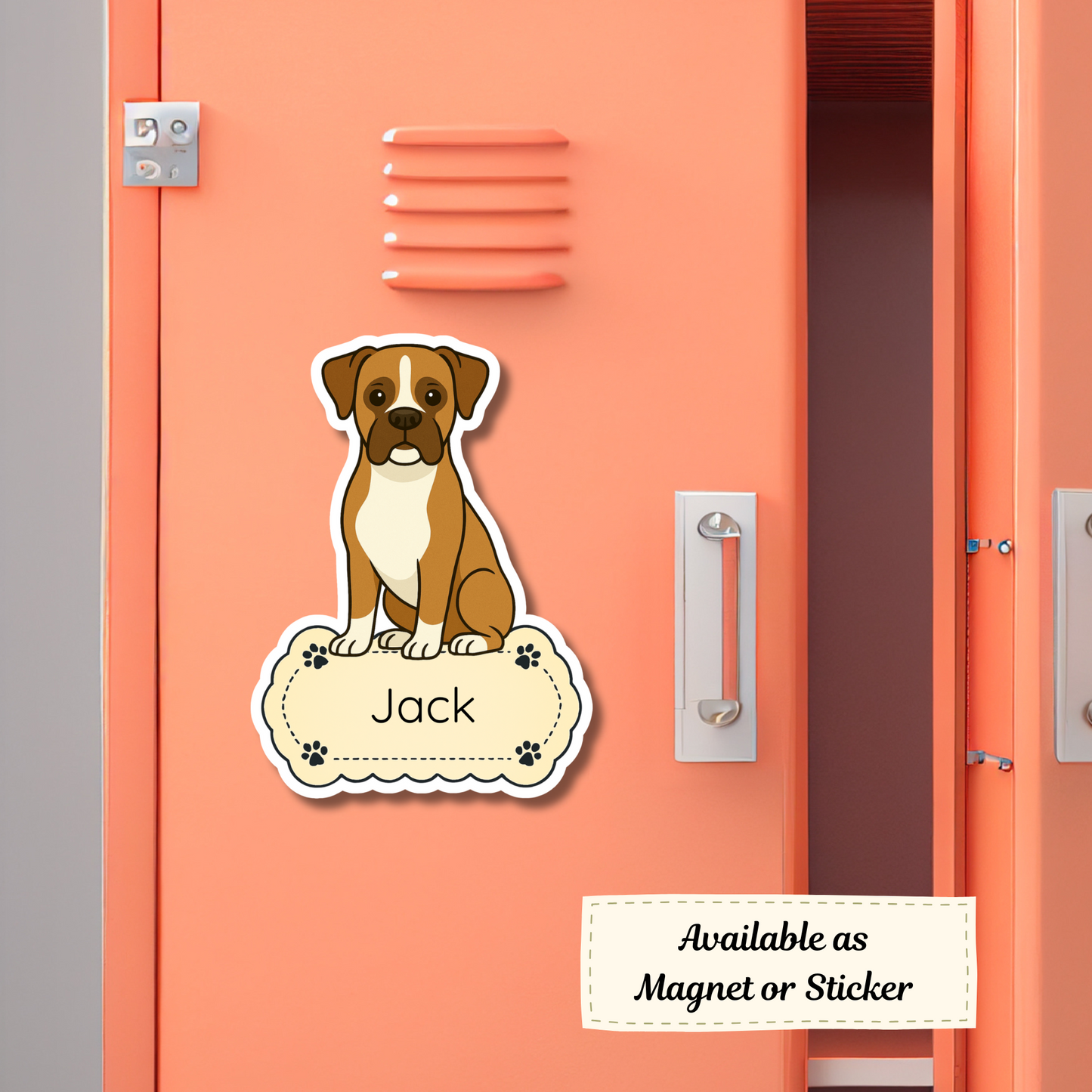 Aimant Boxer personnalisé – Faon | Personnalisé avec le nom de l'animal