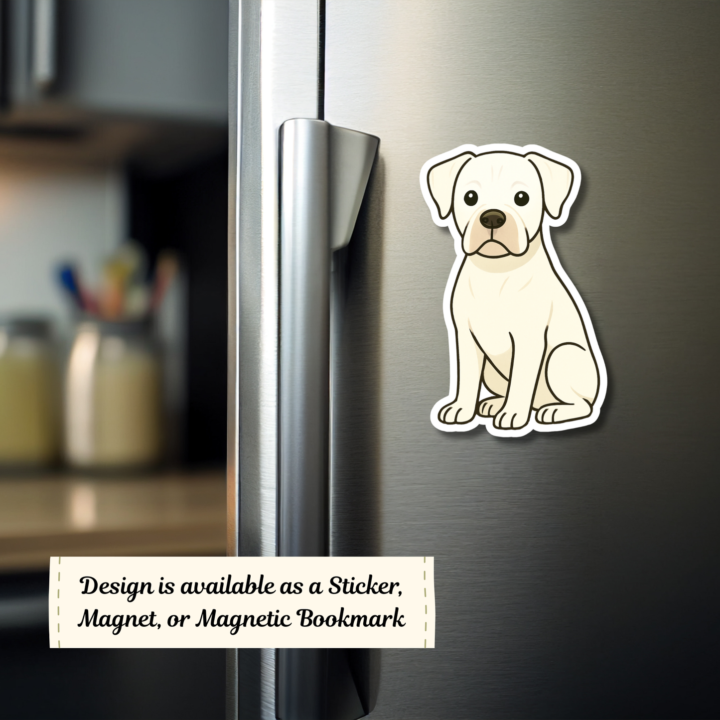 Personalized Boxer Dog Sticker - White
