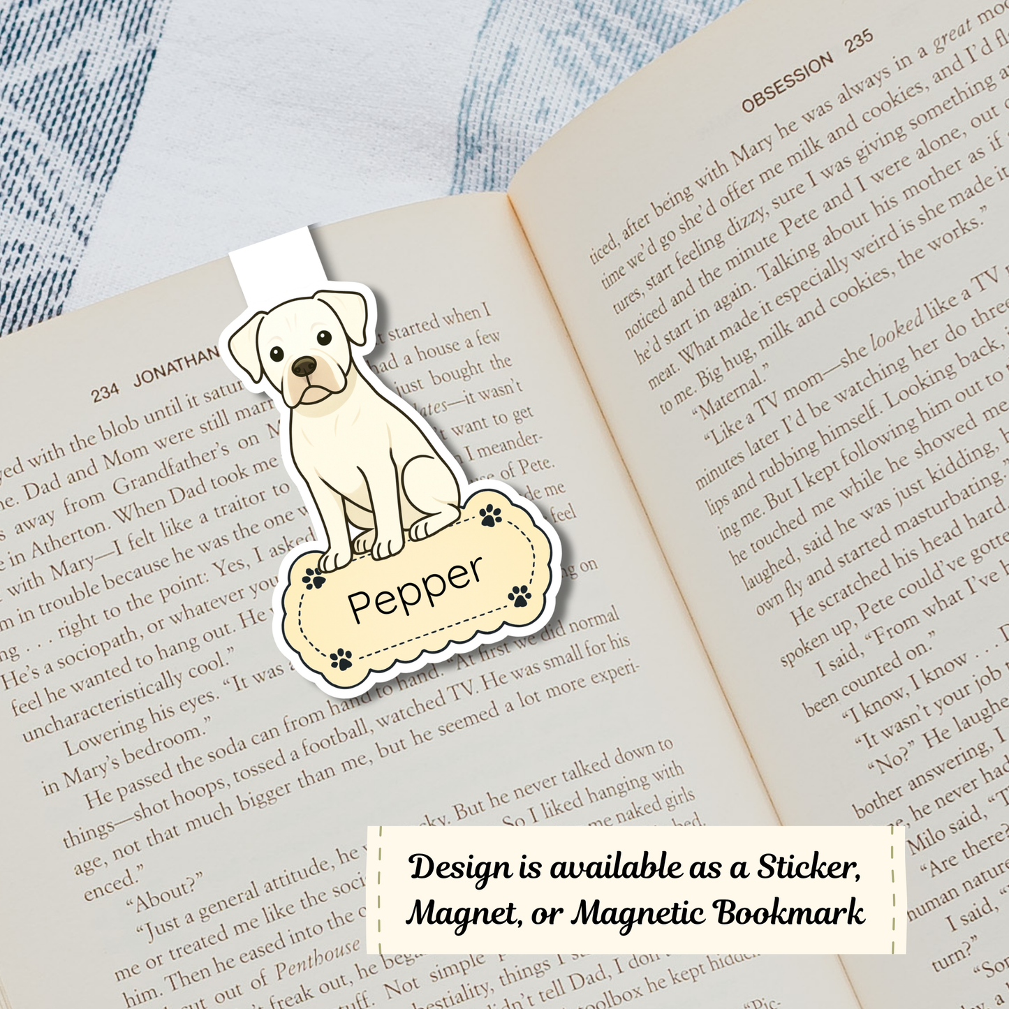 Custom Boxer Dog Magnet / Bookmark - White
