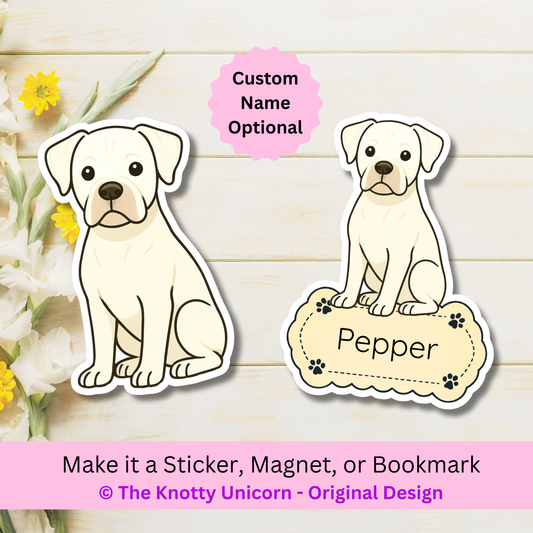 Custom Boxer Dog Magnet / Bookmark - White