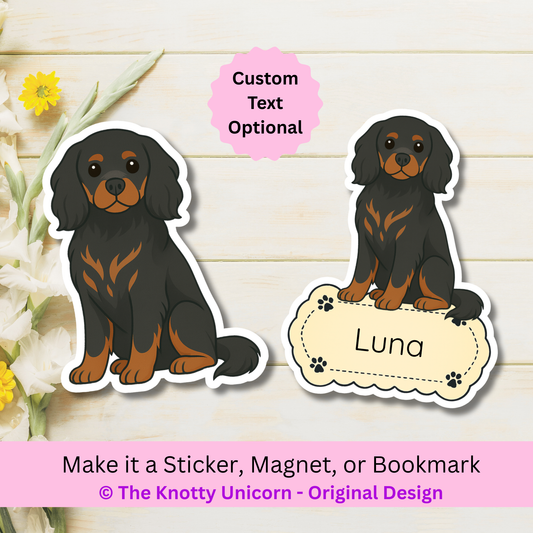 Custom Cavalier King Charles Dog Magnet / Bookmark - Black and Tan