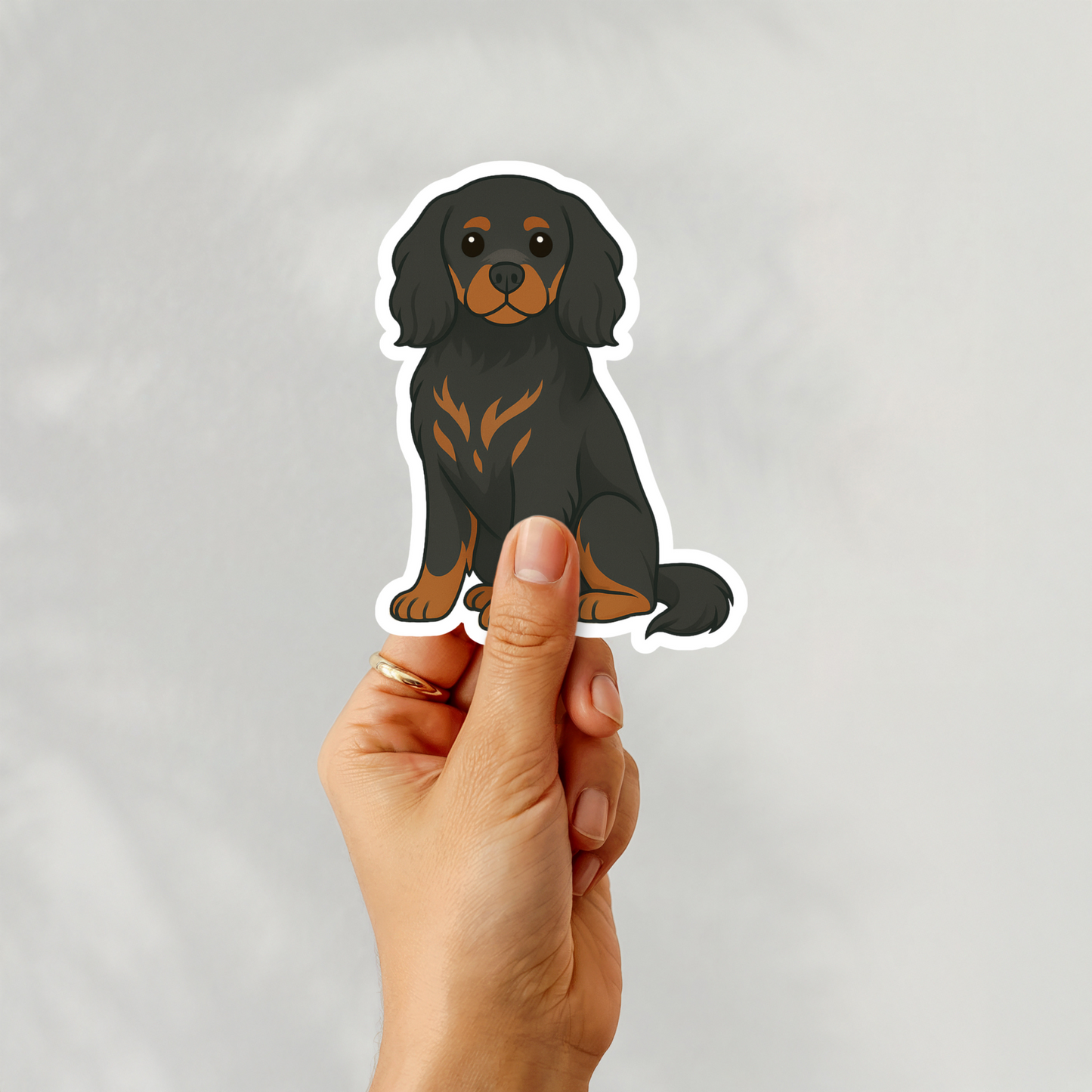 Aimant personnalisé pour chien Cavalier King Charles - Noir et feu | Personnalisé avec le nom de l'animal | Joli cadeau décoratif pour réfrigérateur