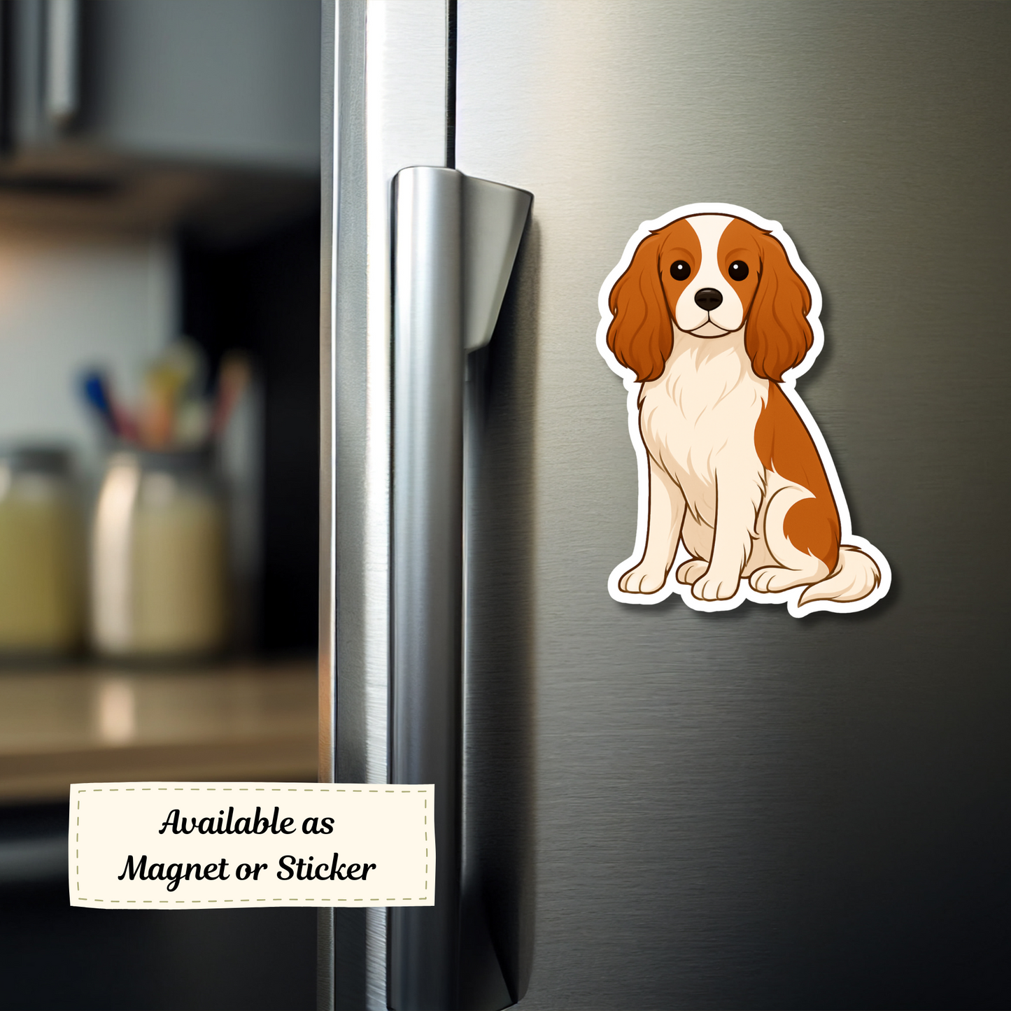 Custom Cavalier King Charles Dog Sticker - Blenheim | Personalized with Name