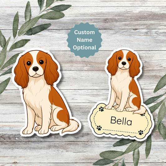 Custom Cavalier King Charles Dog Sticker - Blenheim | Personalized with Name