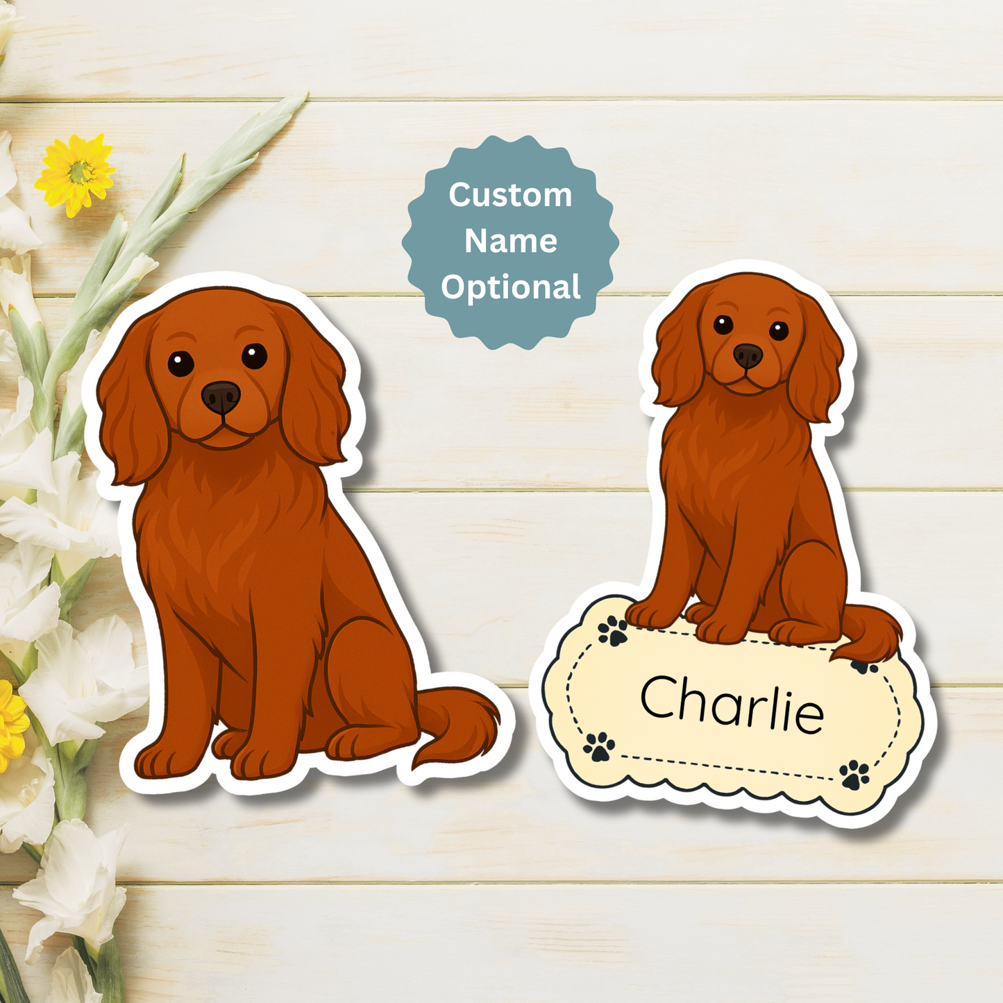 Aimant personnalisé pour chien Cavalier King Charles – Rubis | Personnalisé avec le nom de l'animal