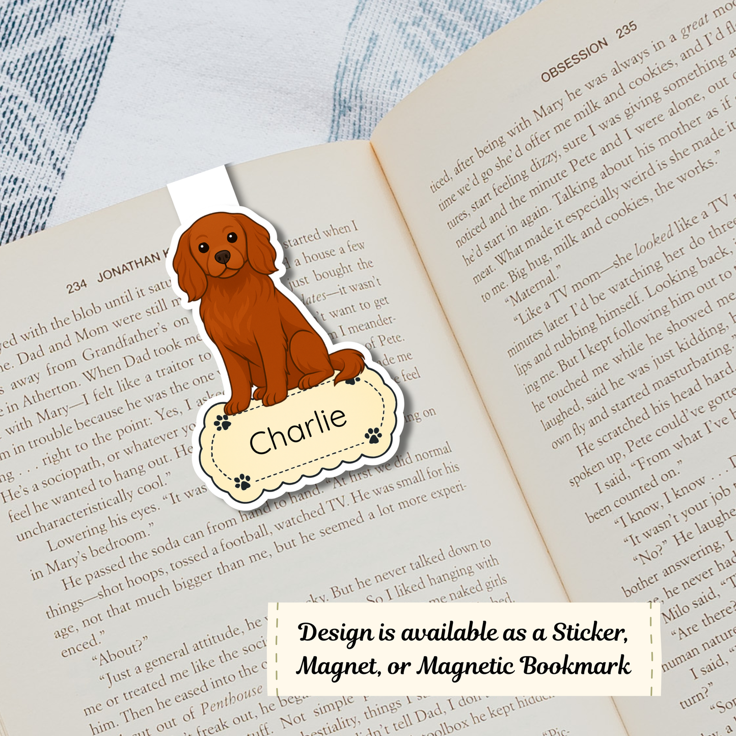 Custom Cavalier King Charles Dog Magnet / Bookmark - Ruby