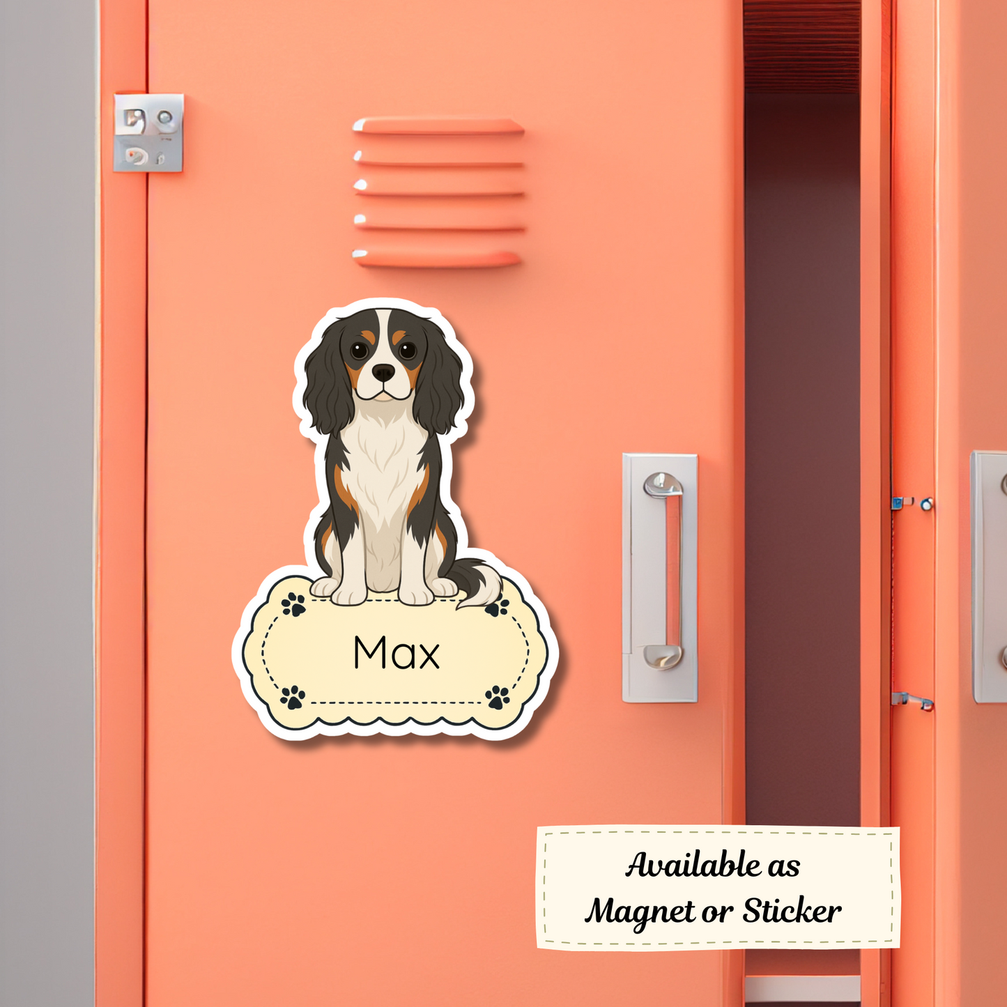 Custom Cavalier King Charles Dog Magnet - Tri-color | Personalized with Pet Name