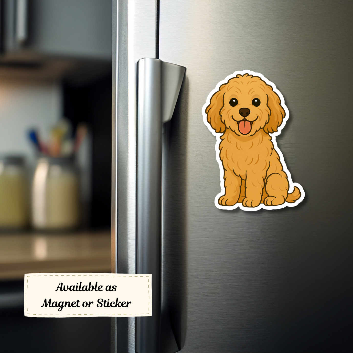 Custom Cavapoo Dog Magnet - Apricot | Personalized with Pet Name