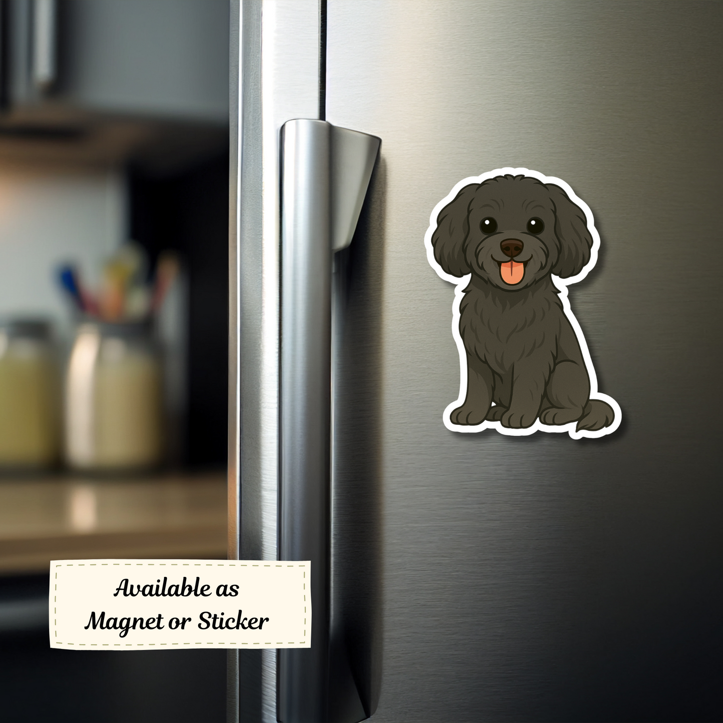 Custom Cavapoo Dog Magnet - Black | Personalized with Pet Name