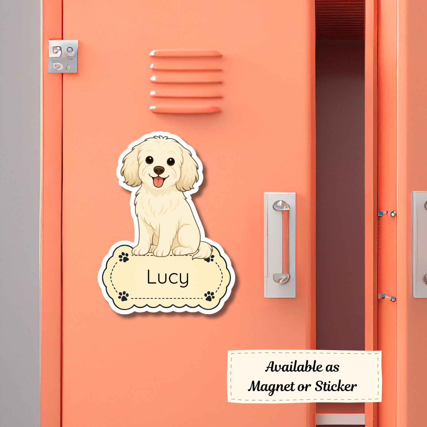 Custom Cavapoo Dog Sticker - Cream | Personalized with Name