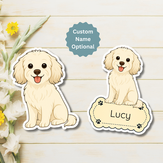 Custom Cavapoo Dog Magnet - Cream | Personalized with Pet Name