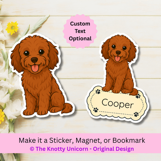 Custom Cavapoo Dog Magnet / Bookmark - Red
