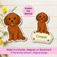 Custom Cavapoo Dog Magnet / Bookmark - Red