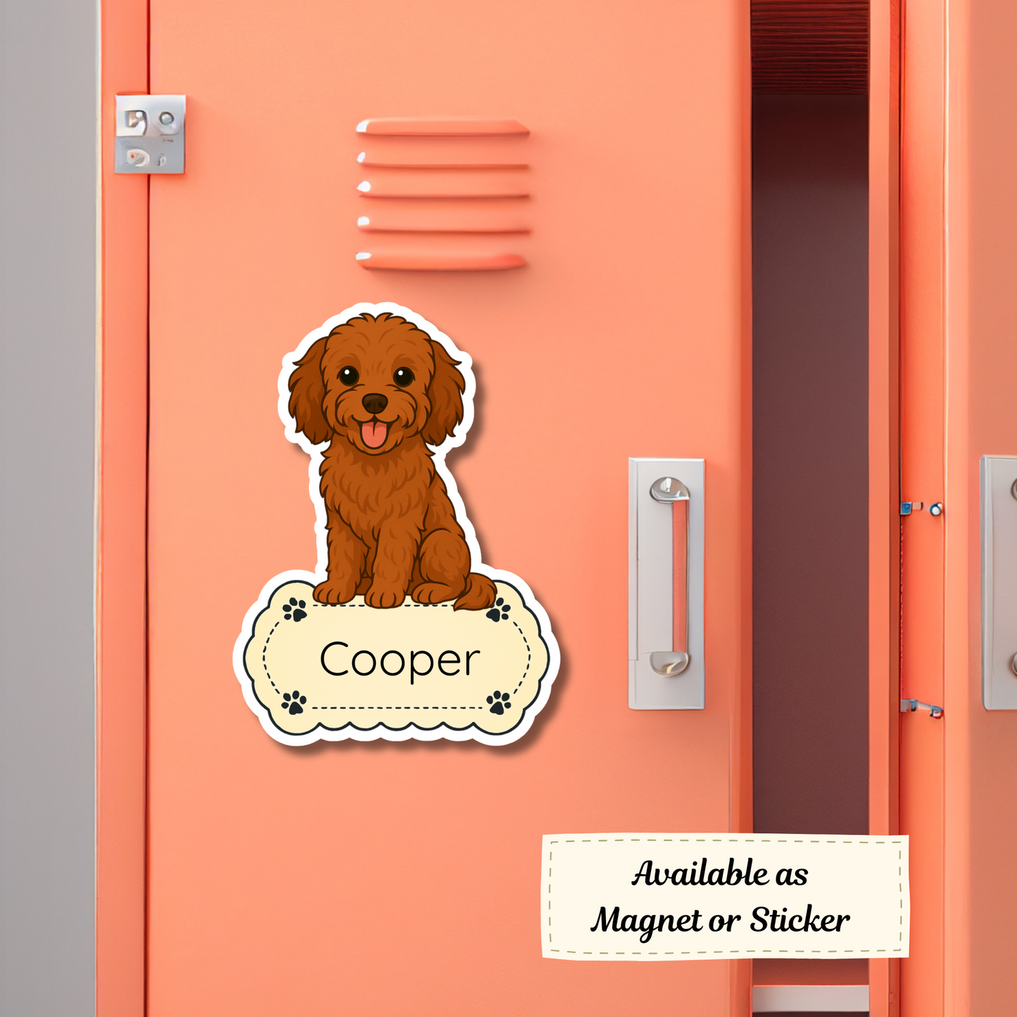 Custom Cavapoo Dog Magnet - Red | Personalized with Pet Name