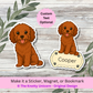 Autocollant personnalisé pour chien Cavapoo - Rouge | Personnalisable avec nom