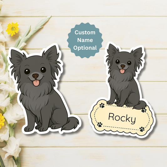 Custom Chihuahua Dog Magnet - Long Haired Black | Personalized with Pet Name